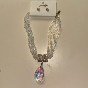 Crystal neck lace set with earrings diamond 💎 studs